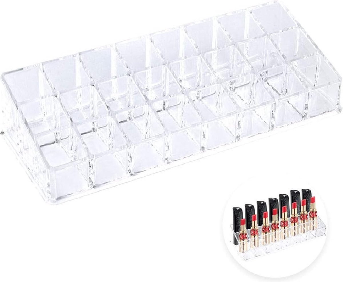 Organizer Acryl Lippenstift Houder Clear Transparante Make Up Houder Cosmetische Lipgloss Organizer voor borstels lipgloss nagellak parfum opslag 24 Slot
