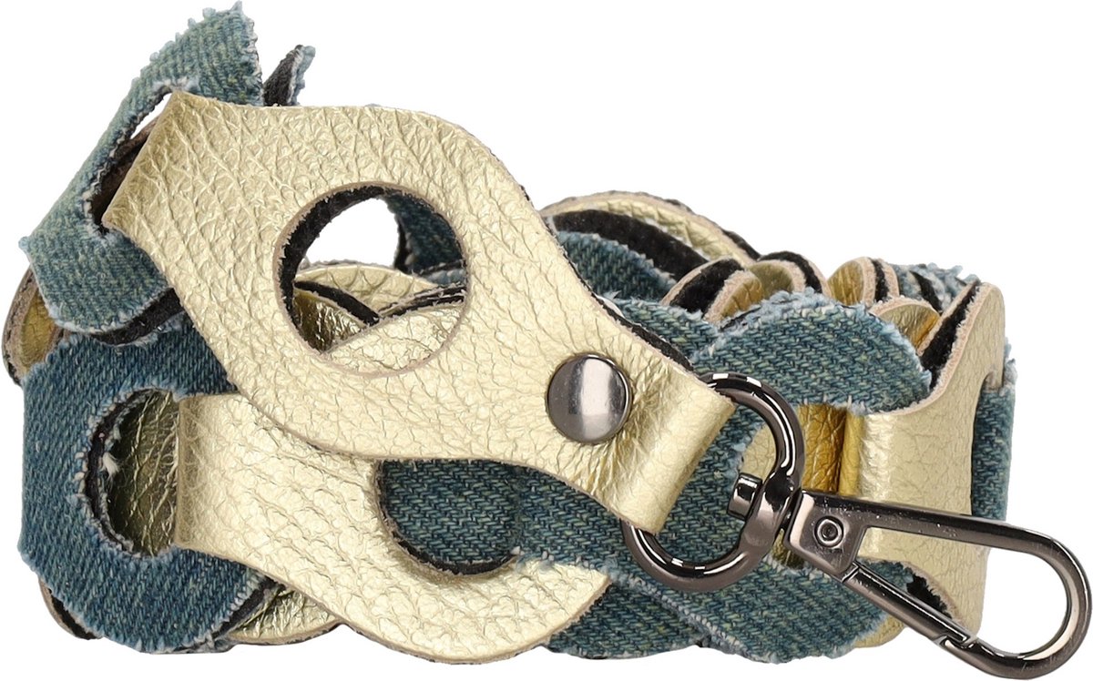 Charm London Anna Schouderband - 100% Leer - Leren Tas - Jeansblauw