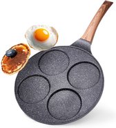 Poêle à œufs/crêpières avec revêtement en granit - 26 cm - 4 compartiments - pour tous types de feu