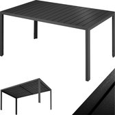 tectake® - Tuintafel 150 x 90 x 74,5 cm - Weerbestendig, eenvoudige montage - Verstelbaar - Aluminium frame met kunststof tafelblad - zwart