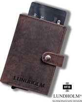 Lundholm cuir porte-cartes pour hommes porte-carte de crédit - Portefeuille porte-cartes pour hommes en cuir RFID coffre-fort - cadeaux pour hommes | Série Donsö Marron Foncé