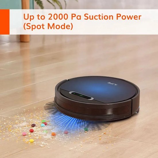 Shoppee Robotstofzuiger - ILIFE B5 Max - App bediening - Robotstofzuiger Met Laadstation - 2000Pa - Dun - 76mm - Robotstofzuiger Met Dweilfunctie - Vacuümzuiger - 120 minuten - G Slam- Navigatiesysteem - Zwart