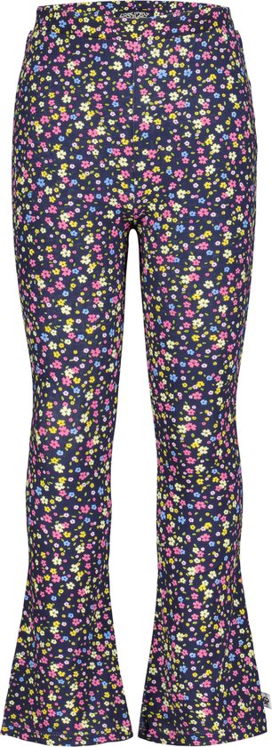 4PRESIDENT Flared pants meisje - AOP Navy Flower - Maat 140 - Flared broek meisjes