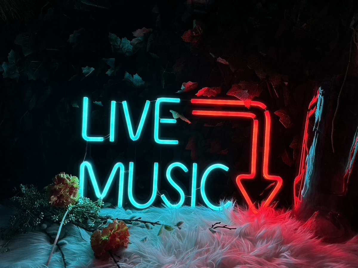 BT Home LIVE MUSIC Neon sign - neon verlichting - neon lamp - neon sign - neon wandlamp - neon verlichting voor muur - Kamer decoratie aesthetic - aesthetic room decor - aesthetic decoratie woon - room decor - room decoratie aesthetic