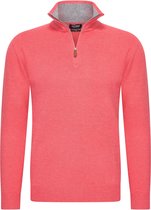 Heren trui Cashmere touch - Schipperstrui met rits - Coltrui Heren - Longsleeve Shirt - Sweater Heren - Maat L - Roze