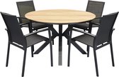 Quincy malaga dining tuinset 120xH75 cm rond 5 delig teak