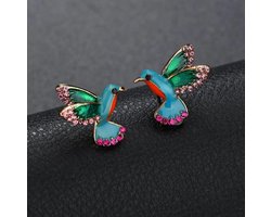 Vintage oorbellen kolibrie