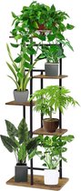 SHOP YOLO-plantenrek-Houten metalen plantenstandaard-5 etages-94 cm hoek-bloemenrek- plantenrek voor meerdere planten-bloemenstandaard