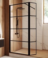 Badplaats Douchewand Essos 80 x 200 cm - Zwart – Transparant Glas Inloopdouche 8 mm met Draaipaneel