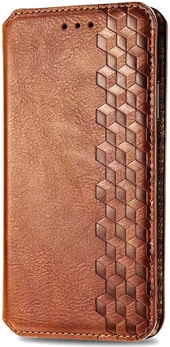Hoesje geschikt voor Samsung Galaxy A35 - Bookcase - Pasjeshouder - Portemonnee - Diamantpatroon - Kunstleer - Bruin