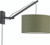 GOOD&MOJO Wandlamp Andes - Bamboe Zwart/Groen - 50x32x45cm - Binnen Scandinavisch,Bohemian