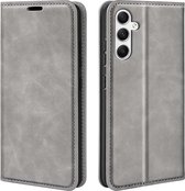 Samsung Galaxy A35 hoesje - Luxe Wallet Bookcase (Magnetische Sluiting) - Grijs - GSM Hoesje - Telefoonhoesje Geschikt Voor Samsung Galaxy A35