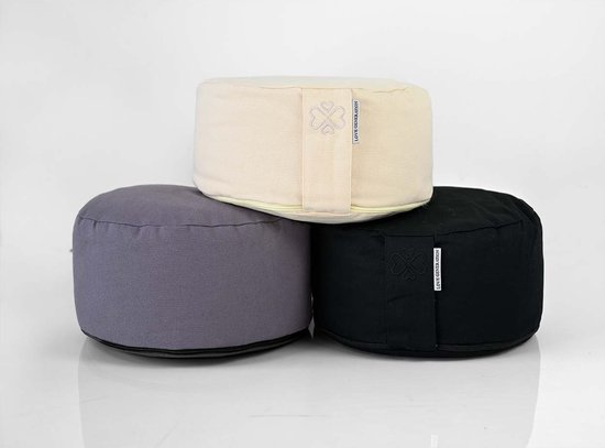 Rond Meditatiekussen - Diamond Black - Katoen - ⌀30cm - 15cm van Yogi & Yogini — afbeelding 3