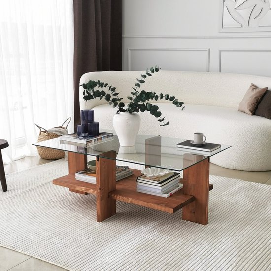 Babylon Table basse | VERRE TREMPÉ | Bois - Asir Group - Tables basses rectangulaires - Brun - Bois - Tables basses rectangulaires