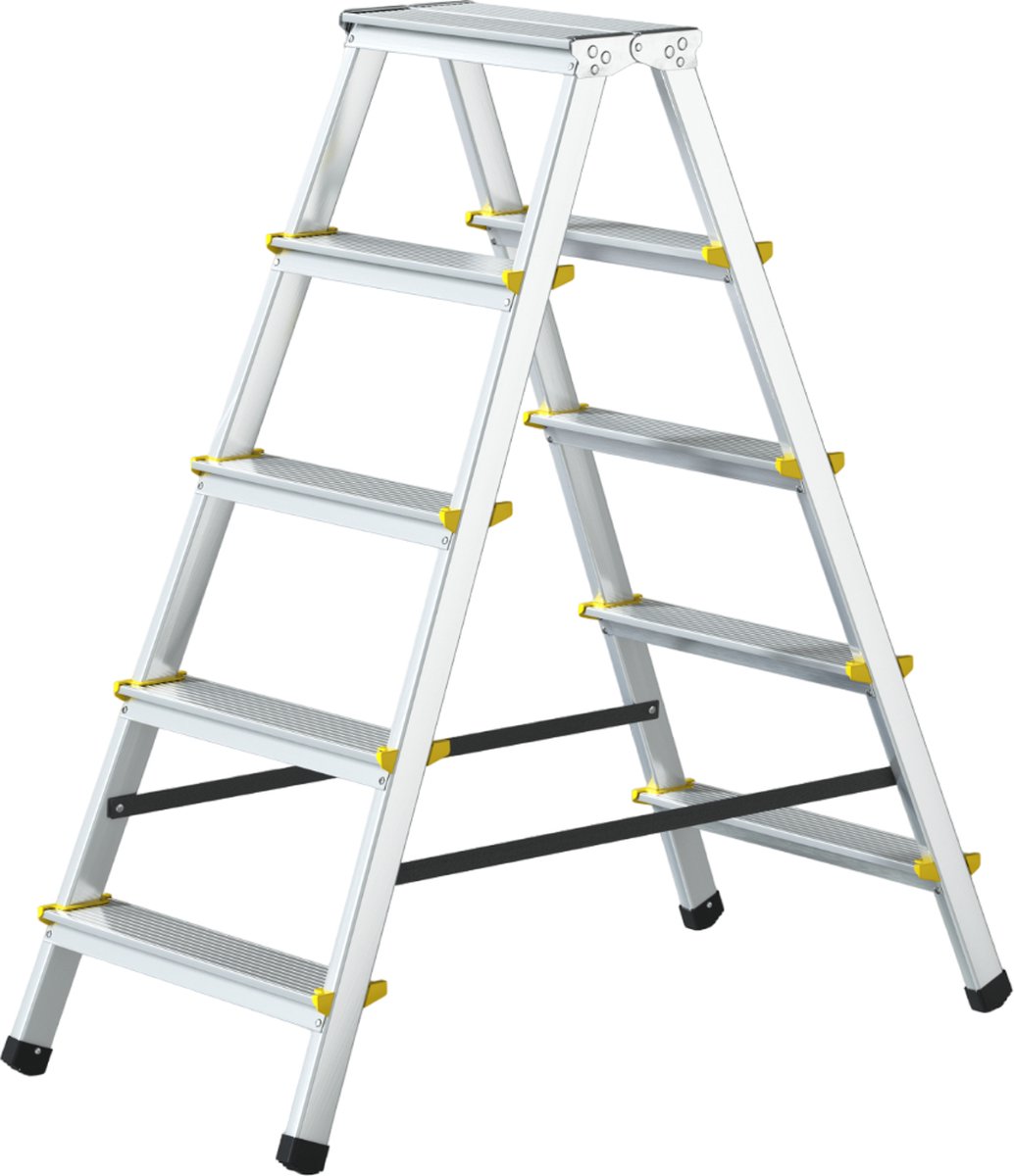 Panthera huishoudtrap - keukentrap dubbel 2x5 treden - Aluminium - Max werkhoogte: 2.62 meter - voor Particulier en professioneel gebruik
