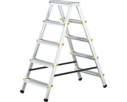 Panthera huishoudtrap - keukentrap dubbel 2x5 treden - Aluminium - Max werkhoogte: 2.62 meter - voor Particulier en professioneel gebruik