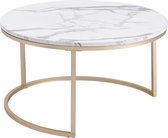 KBK® Salontafel - Ronde tafel - Tafelset van 2 - Bijzettafel - Marmer - 60cm en 40cm