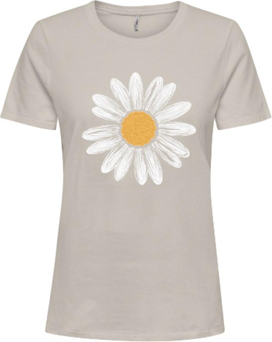 Only T-shirt Onlcecilia Life O Neck Tee Cs Jrs 15334682 Pumice Stone/daisy Dames Maat - XS