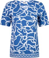 Zoso T-shirt Phoenix Print Travel Shirt 242 1010 0016 Strong Blue White Dames Maat - XXL