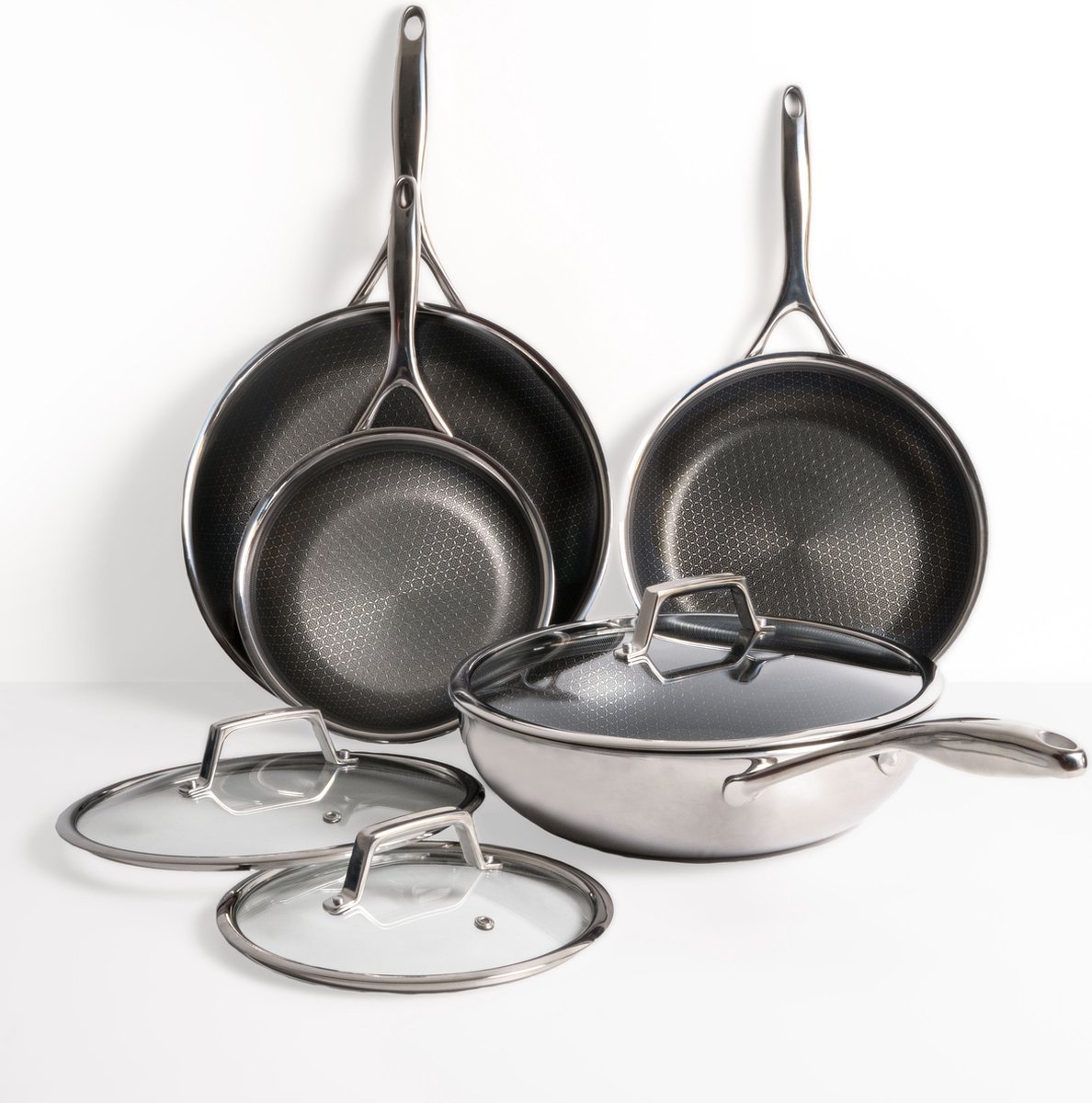 Matero 7-delige pannenset - PFAS vrije Koekenpannen - PFAS vrije wokpan - Non-stick & krasbestendige - Pannenset Inductie, Keramisch, Elektrisch, Oven - Oven & vaatwasserbestendig - Incl. deksels van Matero