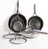 Bol.com Matero 7-delige pannenset - PFAS vrije Koekenpannen - PFAS vrije wokpan - Non-stick & krasbestendige - Pannenset Inducti... aanbieding