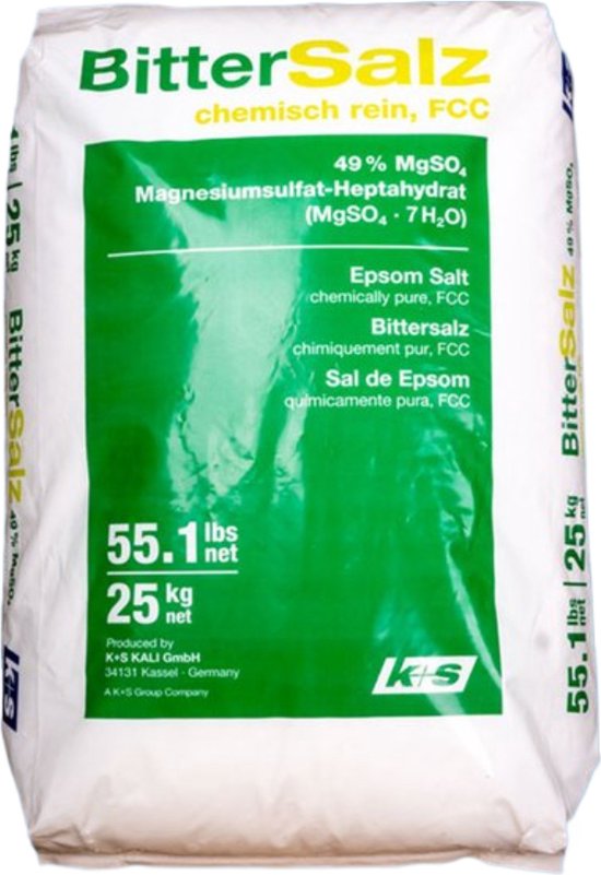 Foto: Magnesiumsulfaat poeder epsom zout epsom salt bitterzout badzout 25 kilogram per verpakking foodgrade kwaliteit