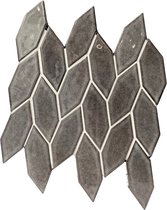 Porselein steenstrip mozaïektegel - Grey leaves-Leno-Deco