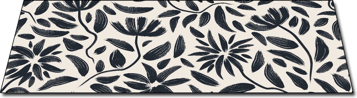 Papillon Badmat - De Dikke Badmat - Antislip - XL 120x50 - Bloemen Zwart