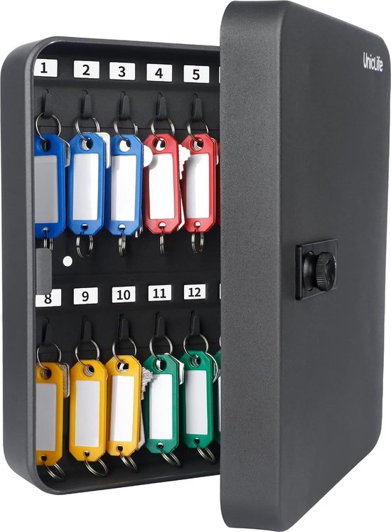 Bastix - Stalen sleutelkast met 28 sleutels en cijferslot, aan de muur gemonteerde sleutelorganizer met resetbare code, digitale doos en sleutelhanger, 5 kleuren
