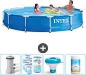 Intex Rond Frame Zwembad - 366 x 76 cm - Blauw - Inclusief Pomp Filters - Chloordrijver - Chloor