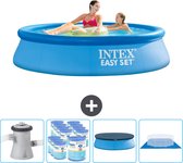 Intex Rond Opblaasbaar Easy Set Zwembad - 244 x 61 cm - Blauw - Inclusief Pomp Filters - Afdekzeil - Grondzeil