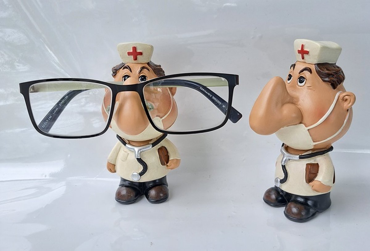 Denza- 2 x bril houder Dokter/arts 8055 geschikt voor alle brillen materiaal polyresin - brilhouder - bril standaard - hoogte 11 cm - Eyewear Glasses Sunglasses Holder Stand