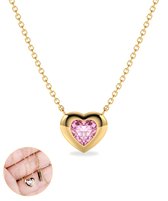 semyco gouden ketting dames halsketting met hanger 18 karaat goud kerstcadeau voor vrouwen roze hartje astra