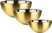 Svenska Living Voedsel serveer schalen set - 3x stuks - metallic goud - RVS - Dia 19/23/29 cm - keuken