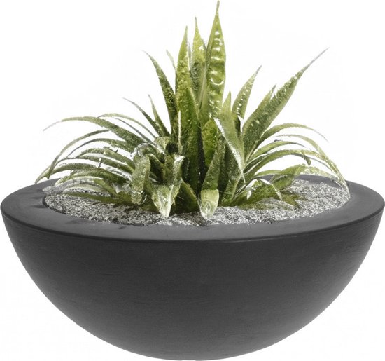MELTOM Bloempot met poten, van kunststof, schaal, rond, met inzetstuk, kruidenpot (antraciet, M 33 cm