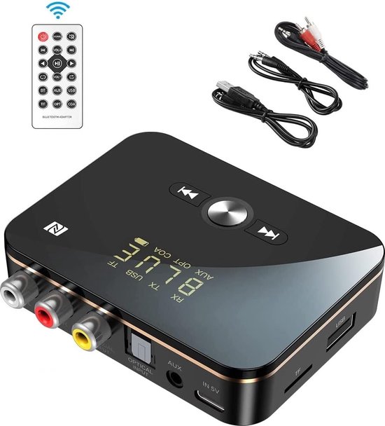 DrPhone DBR5 - 2-in-1 NFC Bluetooth 5.0 Adapter - Zender & Ontvanger - AUX / RCA / Optisch / Coaxiaal - USB & MicroSD - Voor TV, PC, Auto & Speakers van DrPhone — afbeelding 2