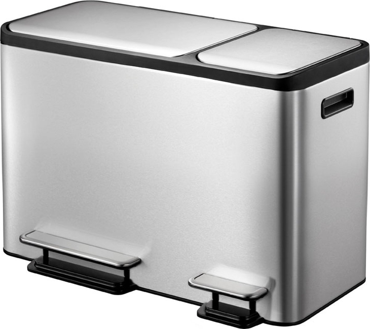 EKO EcoCasa Duo Pedaalemmer - Afvalscheidingsprullenbak - 24 + 12L - Zilvermat RVS