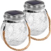 VOLTRONIC Solar LED Jar - Set van 2 - Fairy lights - Lantaarn - Buitenverichting - Zonne-energie - Glazen potjes - Tuinverlicjting - 20 LEDs