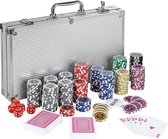 GAMES PLANET Pokerset - Koffer - 300 Chips - Speelkaarten - Aluminium - Zilver