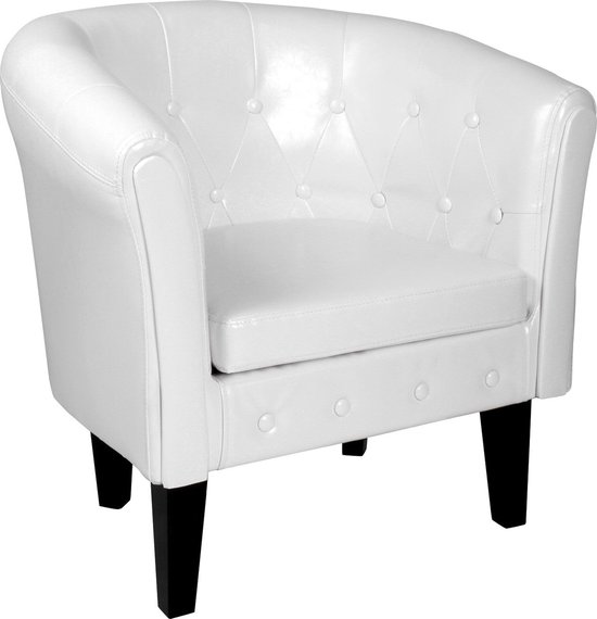 Miadomodo Chesterfield Fauteuil - Relax Stoel - Clubfauteuil - Ruiten Patroon - Wit