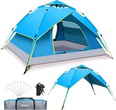 Campingtent, pop-uptent, 3-4 personen, familiekoepeltent, waterdicht, winddicht, 2-in-1 dubbele lagen, voor familie, camping, wandelen en backpacken