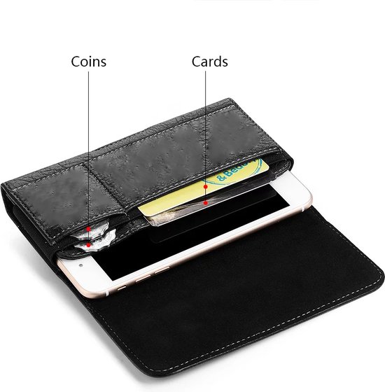 Riem holster hoes horizontale PU lederen portemonnee [kaart- en muntsleuven] magnetische sluiting Heuptas hoesje Geschikt voor: Samsung Galaxy A25 - zwart