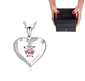 Swarovski Roze Hart Ketting - Giftbox vrouwen – Valentijn – Moederdag cadeau - Geschenkset vrouwen - Cadeau voor vrouw - Verjaardagscadeau - Valentijnsdag - Cadeautje - Geschenk - Verjaardag Cadeau vrouw - cadeau - kerst cadeau