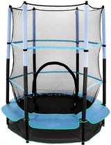 K IKIDO Kinder Trampoline - Trampoline met verhoogd Veiligheidsnet - Ø140 x 160cm - Indoor&Outdoor Kindertrampoline - blauw