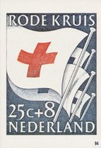 Briefkaart met afbeelding Rodekruis vlaggenparade postzegel