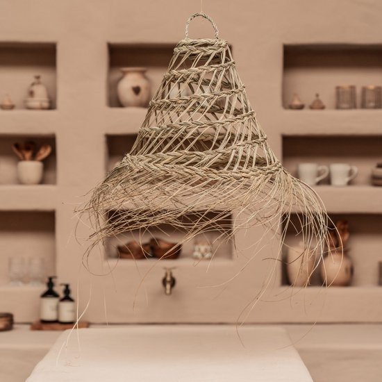 Hanglamp Lara zeegras riet open 26cm hoog - Lampenshop Hilversum