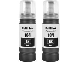 Inktkenners Navulfles Geschikt voor Ecotank 104 - Multipack van 2x zwart Geschikt voor Epson Ecotank ET-1810, ET-2710, ET-2711, ET-2712, ET-2714