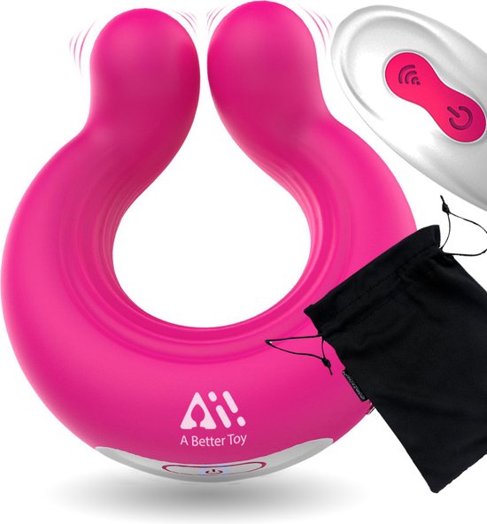 Aii Cockring vibrerend met afstandsbediening + Gratis Opbergtas - 9 standen clitoris stimulator - penisring - vibrerende cockring – seksspeeltjes – roze