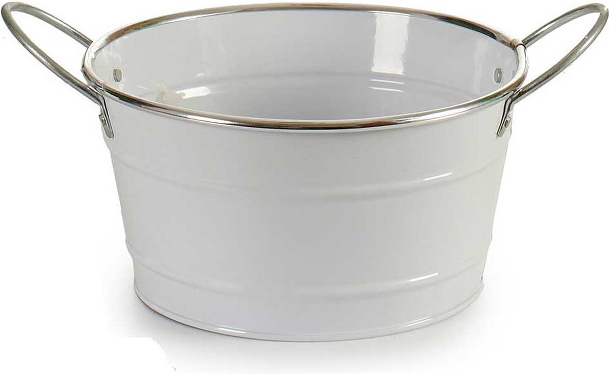 Arte r Plantenpot/bloempot teil- zink - wit - D20 x H11 cm
