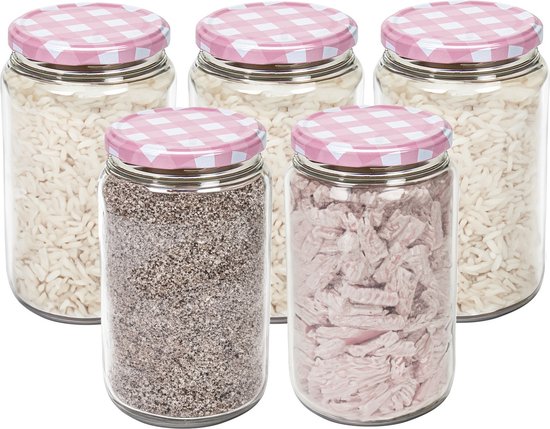 Hega Hogar Weckpot/voorraadpot Classico - 5x - 750 ml - kunststof - roze - D8 x H14 cm